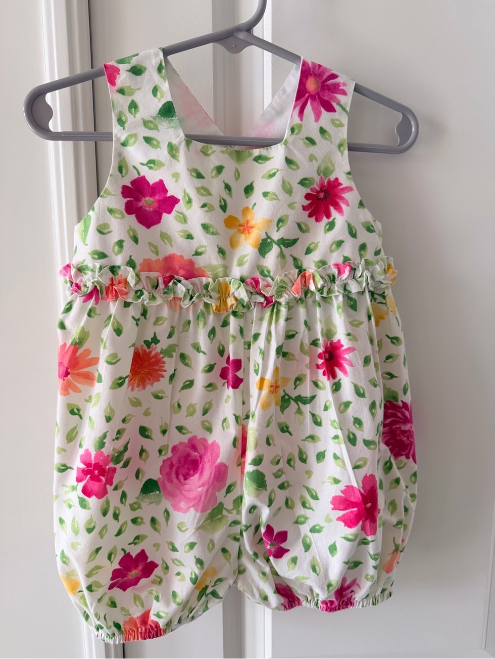 Kelly's Kids White Floral Ruffle Bubble